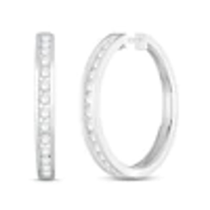 Kay Diamond Hoop Earrings 1 ct tw Round-Cut 10K White Gold