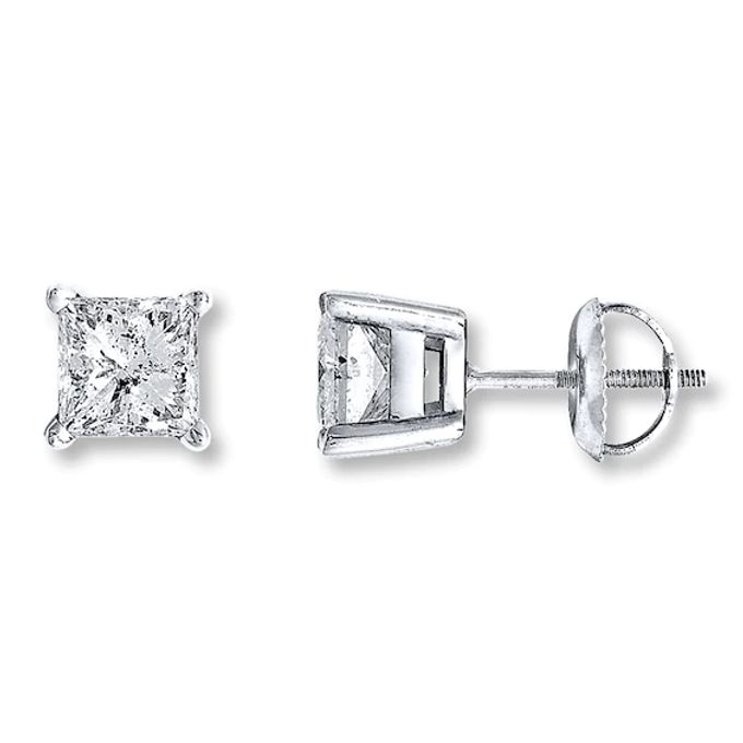 Certified Diamond Earrings 1 ct tw Princess-cut 18K Gold (I/I1)