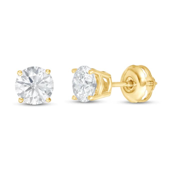 Lab-Created Diamonds by KAY Solitaire Earrings 1 ct tw 14K Yellow Gold