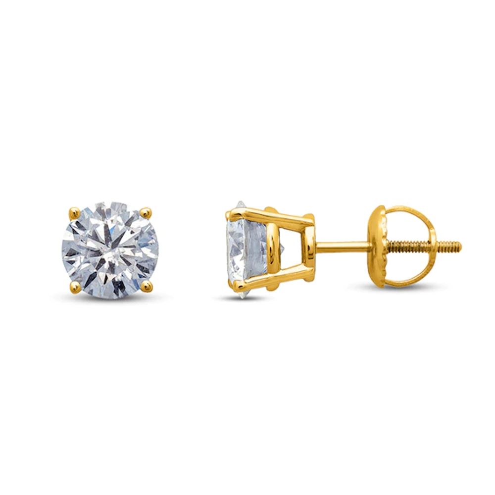Diamond Solitaire Earrings 1 ct tw Round-cut 14K Yellow Gold (I/I2