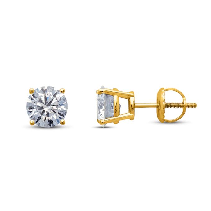 Kay Diamond Solitaire Earrings 1 ct tw Round-cut 14K Yellow Gold