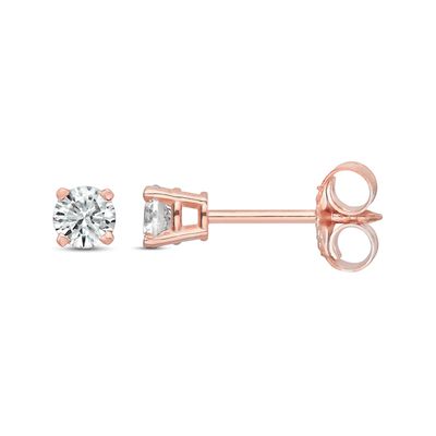 Diamond Solitaire Stud Earrings 1/5 ct tw Round-cut 14K Rose Gold (J/I3)