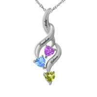 Mother's Cascading Heart-Shaped Birthstone Necklace