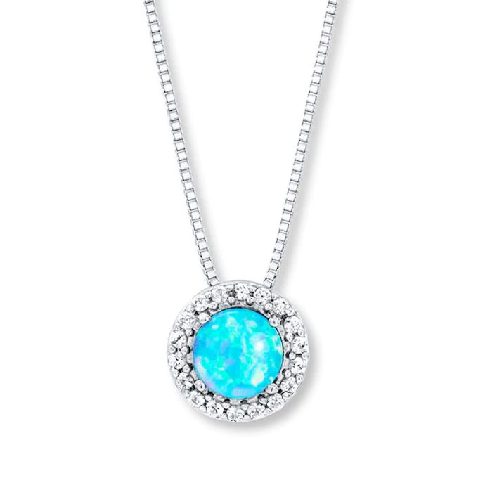 Kay Lab-Created Blue Opal Necklace Sterling Silver
