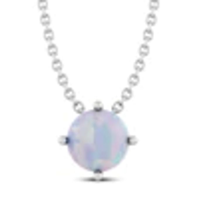 Kay Lab-Created Opal Solitaire Necklace Sterling Silver