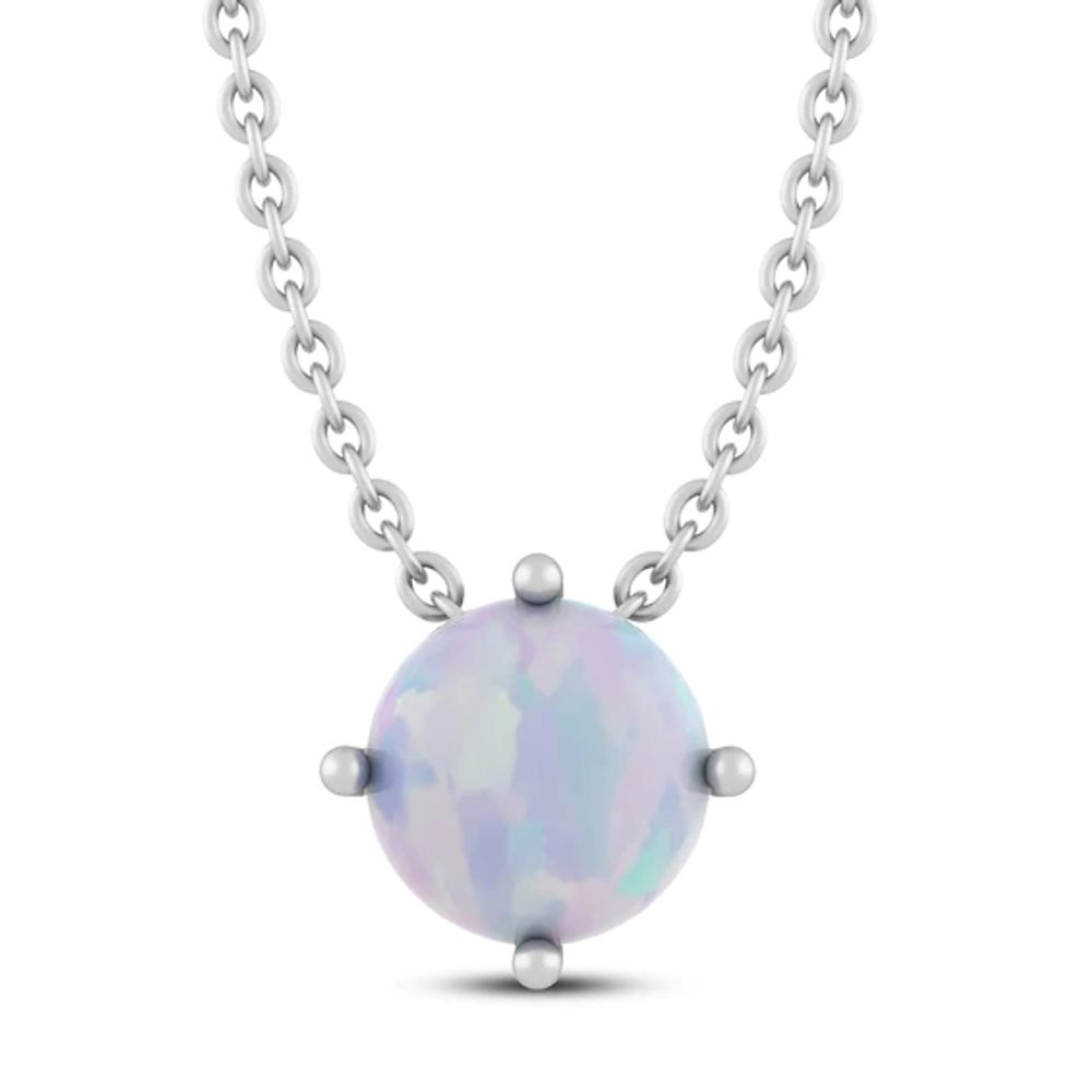 Kay Lab-Created Opal Solitaire Necklace Sterling Silver