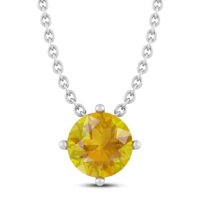 Kay Citrine Solitaire Necklace Sterling Silver 18"