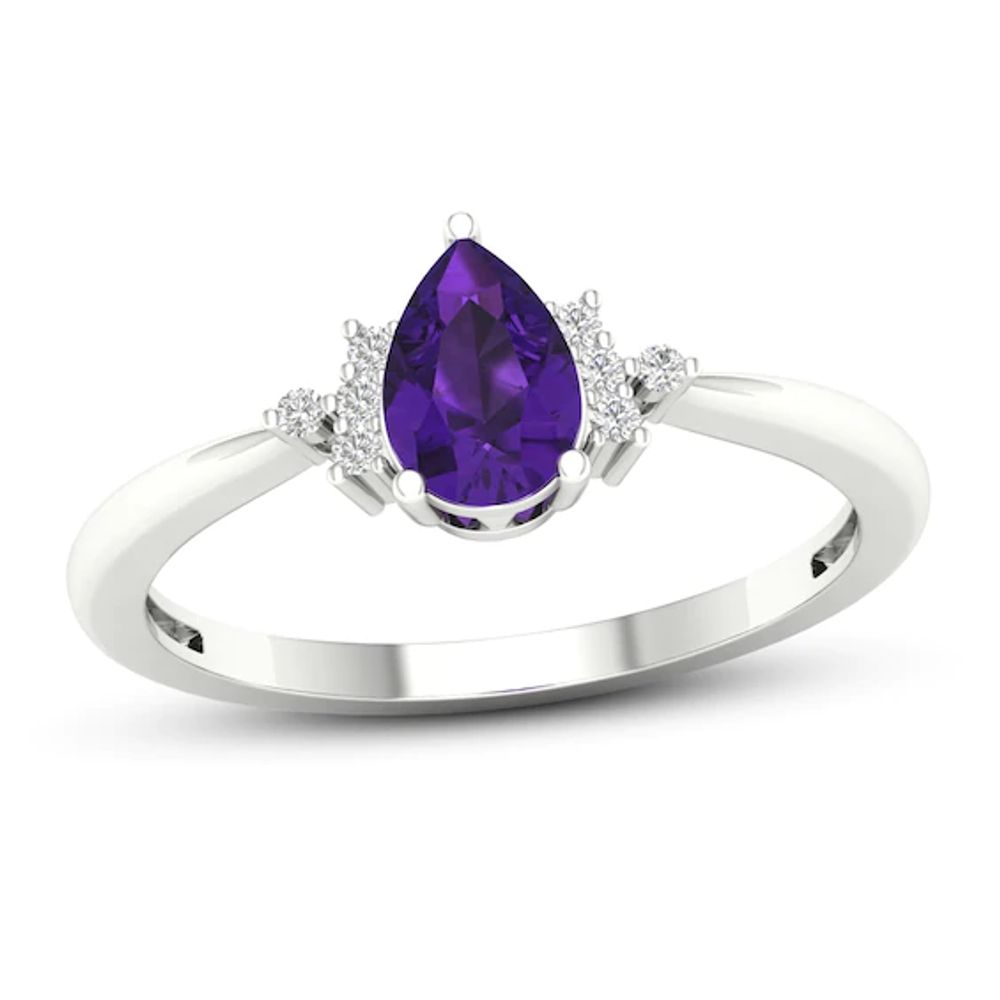 Amethyst & Diamond Ring 1/20 ct tw 10K White Gold