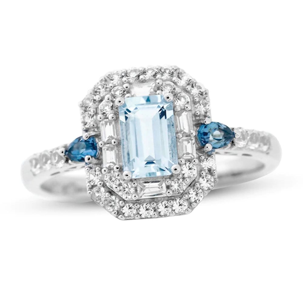 London Blue Topaz Ring Kay White Sapphire Ring Neil Lane Cushion