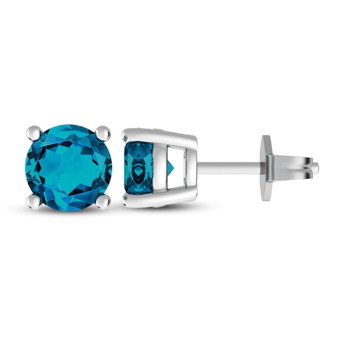 London Blue Topaz Solitaire Earrings Sterling Silver