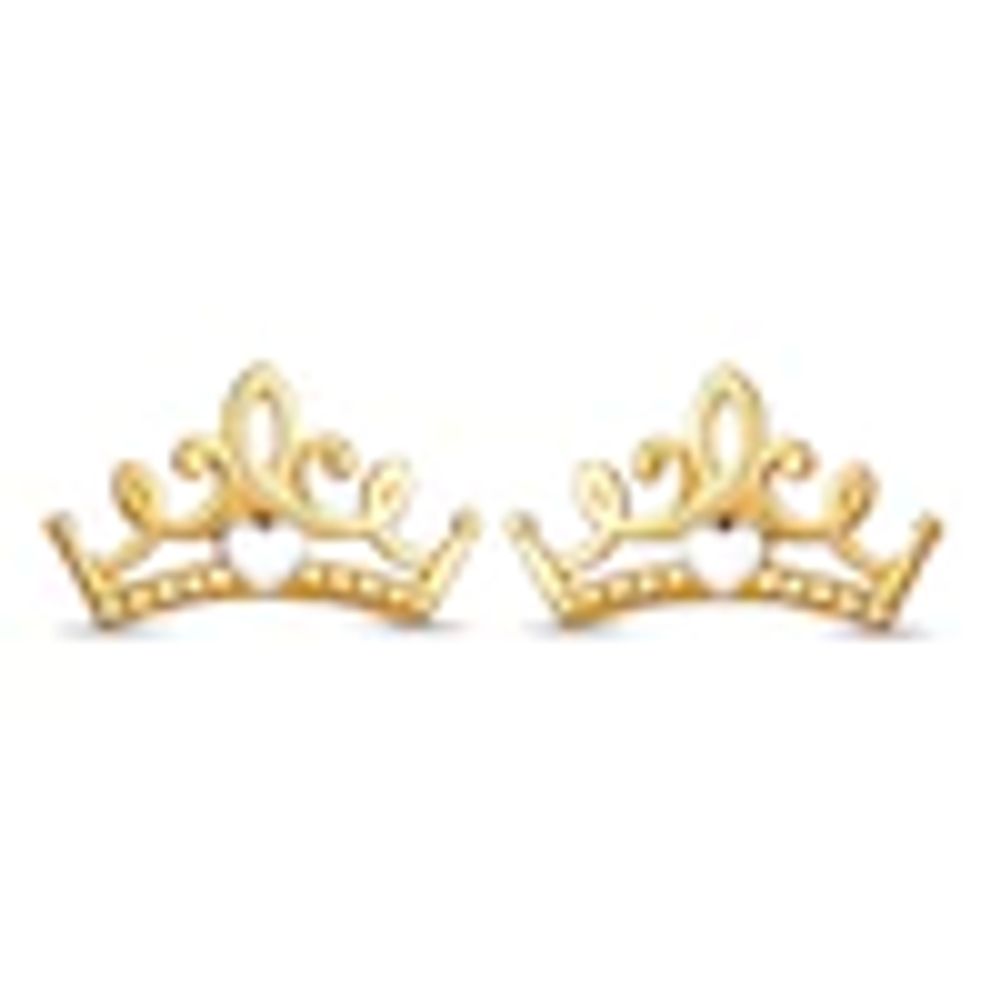 Kay Children's Crown Stud Earrings 14K Yellow Gold