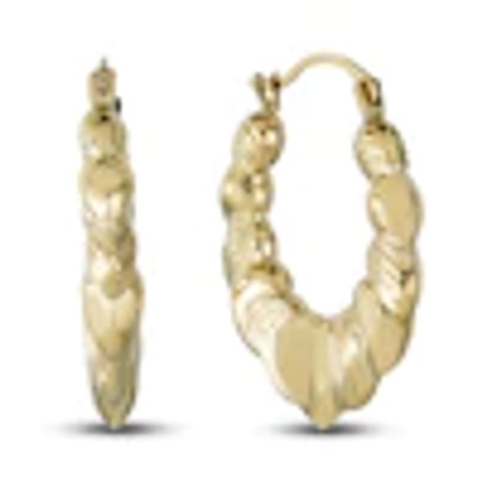 Kay Woven Heart Hoop Earrings 14K Yellow Gold