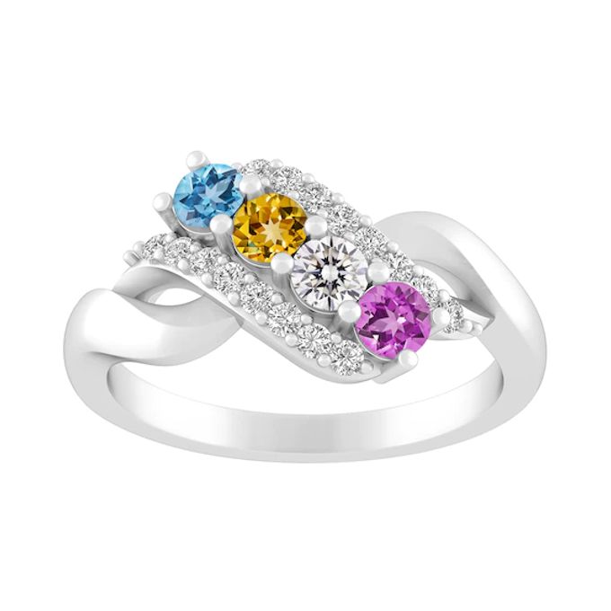 Mother's Family Birthstone Swirl Ring