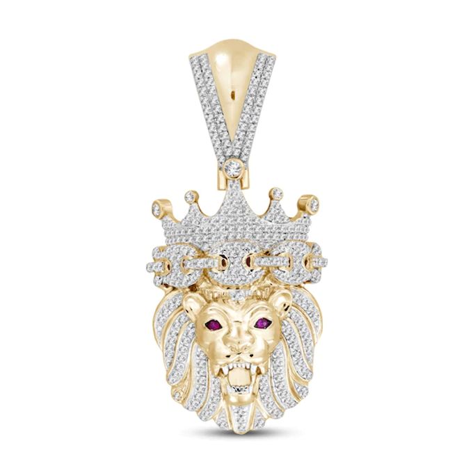 Kay Men's Diamond Lion Head Pendant 3/4 ct tw 10K Yellow Gold