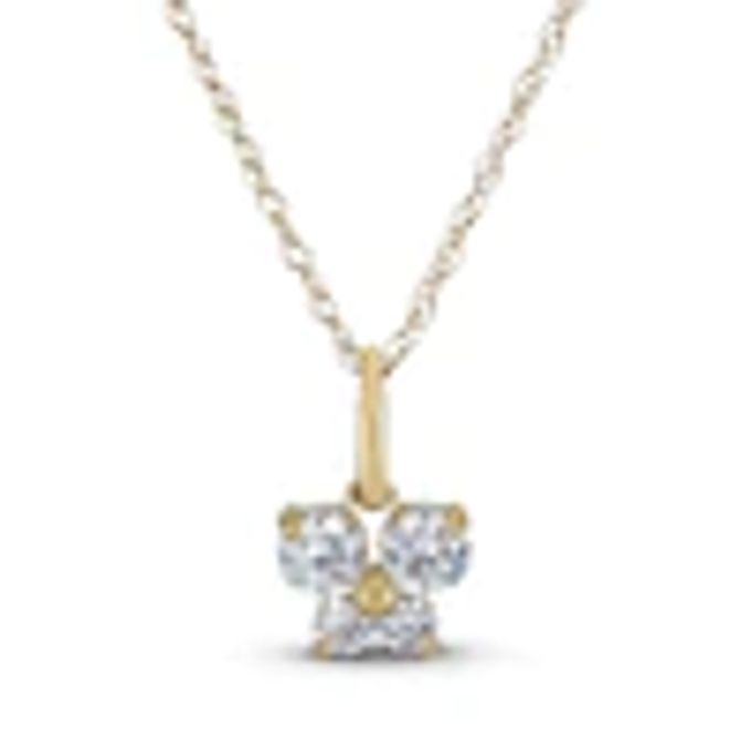 Kay Children's Butterfly Cubic Zirconia Necklace 14K Yellow Gold 15"