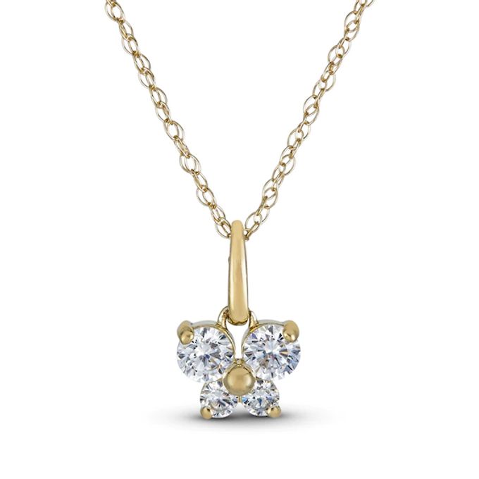 Kay Children's Butterfly Cubic Zirconia Necklace 14K Yellow Gold 15"