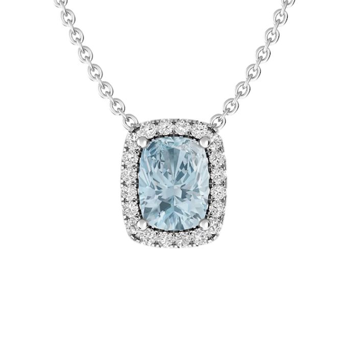 Aquamarine and White Topaz Fashion Pendant Sterling Silver