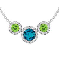 London Blue Topaz and White Topaz and Peridot Fashion Pendant Sterling Silver