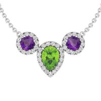 Peridot and White Topaz and Amethyst Fashion Pendant Sterling Silver