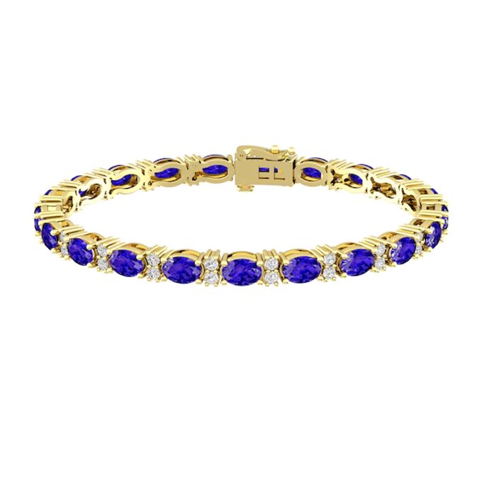 Tanzanite and White Topaz Fashion Bracelet 10K Yellow Gold