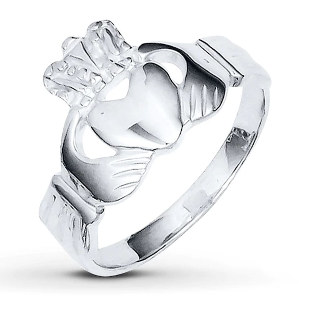 Women's Sterling Silver Claddagh Ring with Woven Band