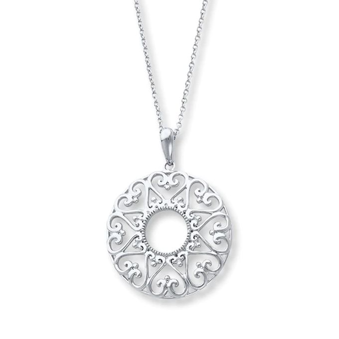 Circle Heart Necklace Sterling Silver