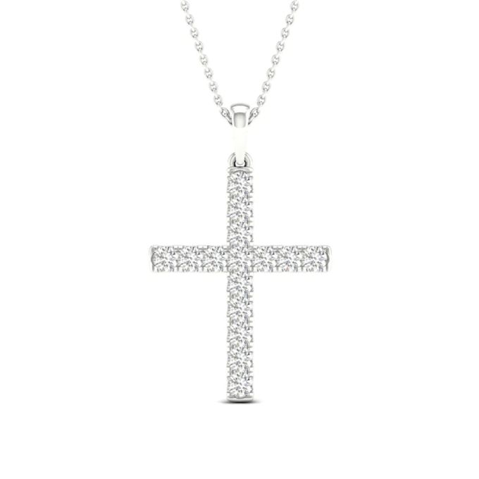 Lab-Created Diamonds by KAY Cross Necklace 1-1/2 ct tw 14K White Gold 18"