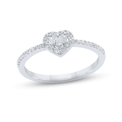 Kay Diamond Heart Ring 1/5 ct tw Baguette & Round-cut 10K White Gold