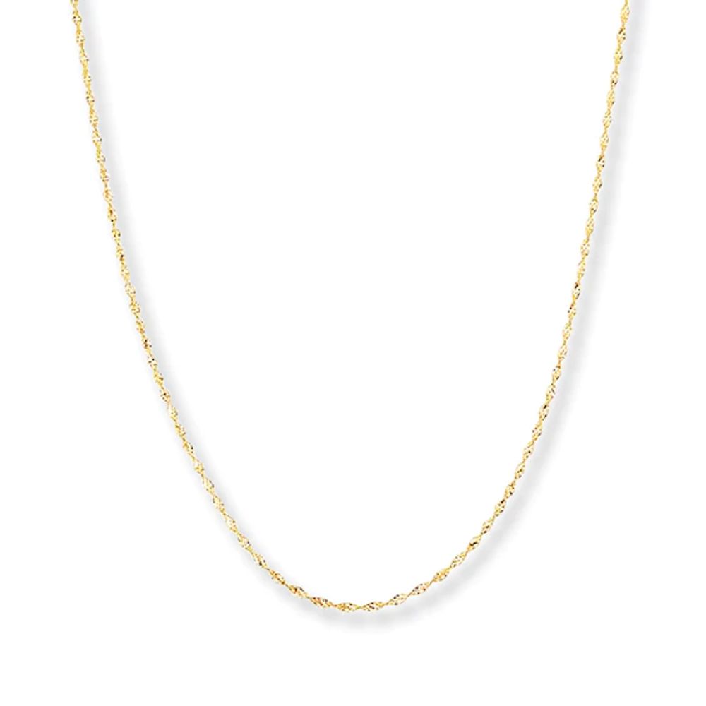 Solid Singapore Chain Necklace 14K Yellow Gold 18"