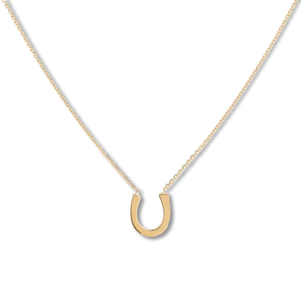 Horseshoe Necklace 14K Yellow Gold 18"