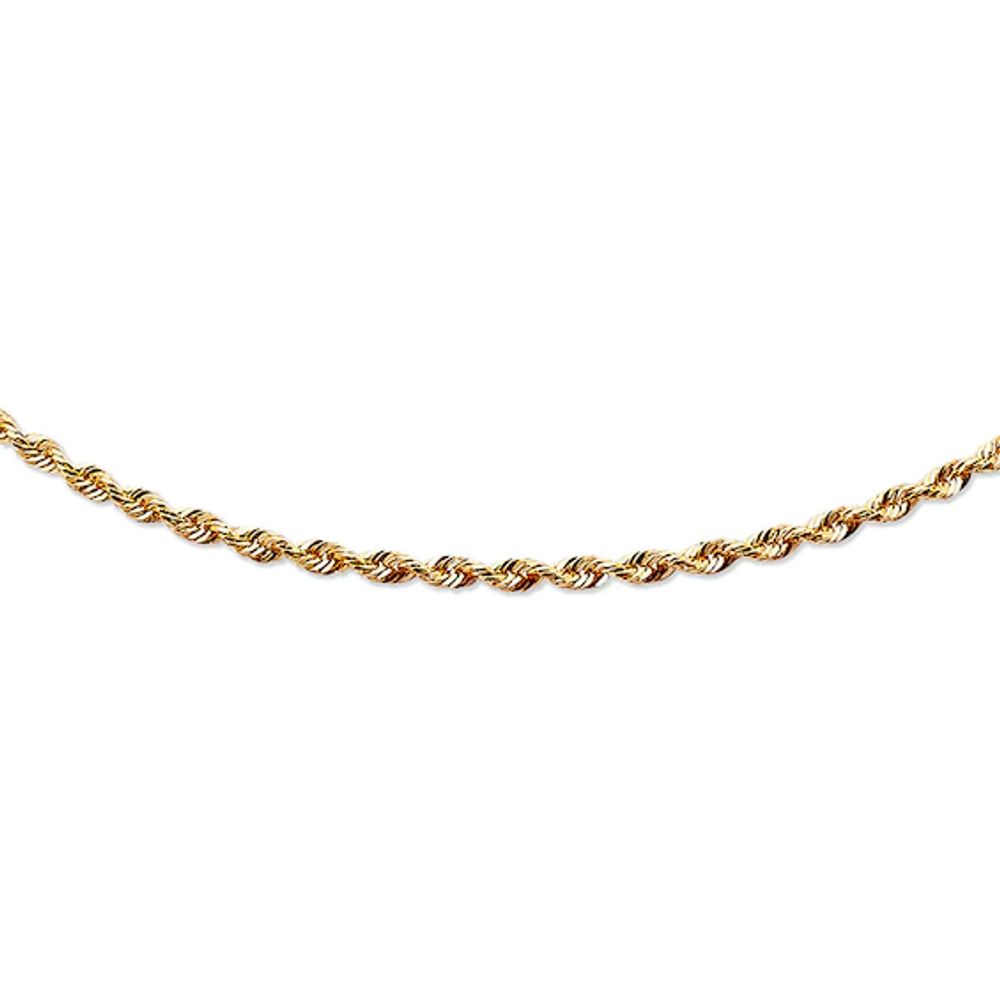 Solid Rope Chain Necklace 14K Yellow Gold 24"