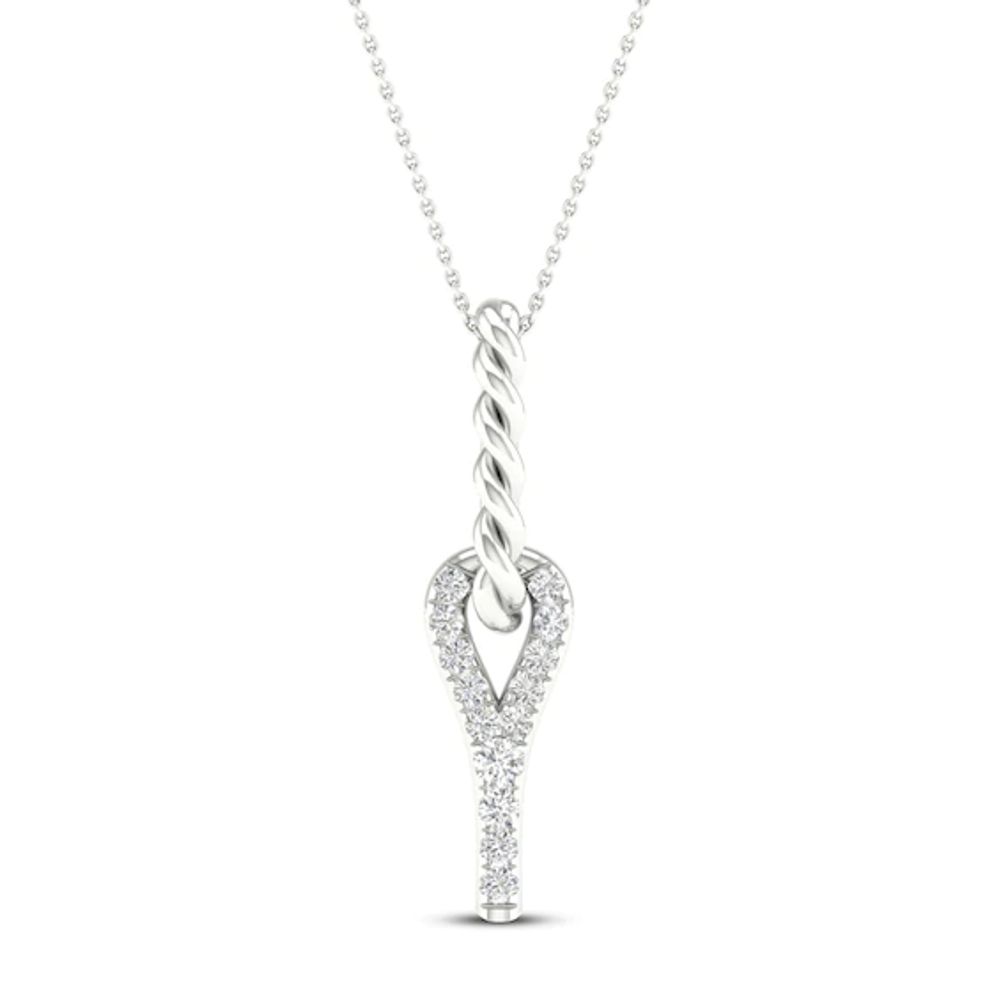 Multi-Diamond Oval-Shaped Necklace 1/4 ct tw 10K White Gold 18