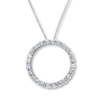 Previously Owned Diamond Circle Necklace 1/2 ct tw Round-cut 10K White Gold