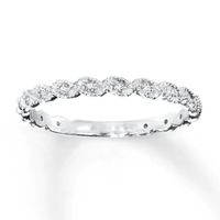 Previously Owned Ring 1/10 ct tw Round-cut Diamonds 14K White Gold - 8.5