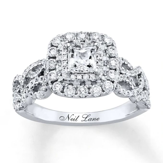 Previously Owned Neil Lane Diamond Ring 1-1/8 ct tw Princess & Round-cut 14K White Gold