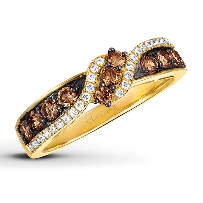 Previously Owned Le Vian Chocolate Diamonds 5/8 ct tw Round-cut Ring 14K Honey Gold - Size 5