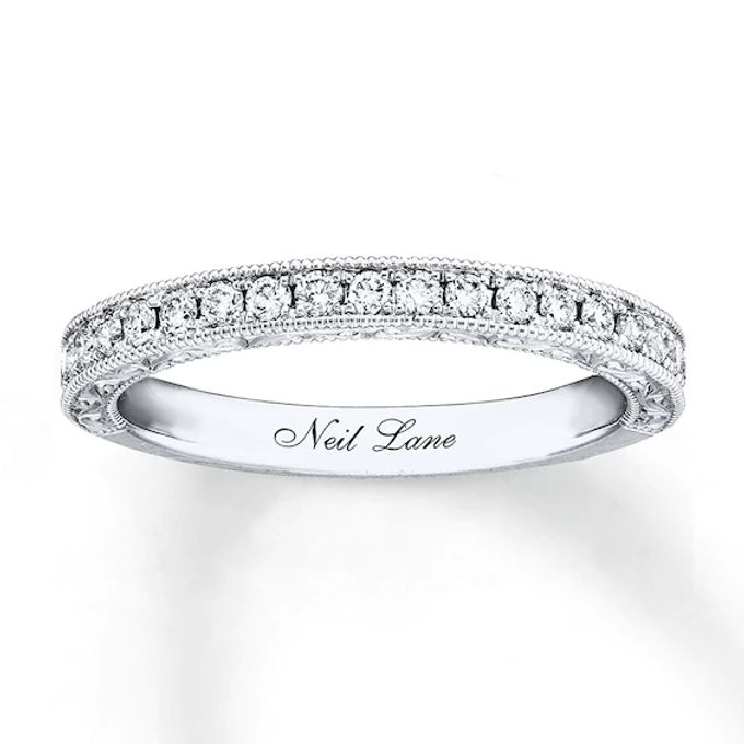 Previously Owned Neil Lane Bridal Wedding Band 1/3 ct tw Round-cut Diamonds 14K White Gold - Size 8.5