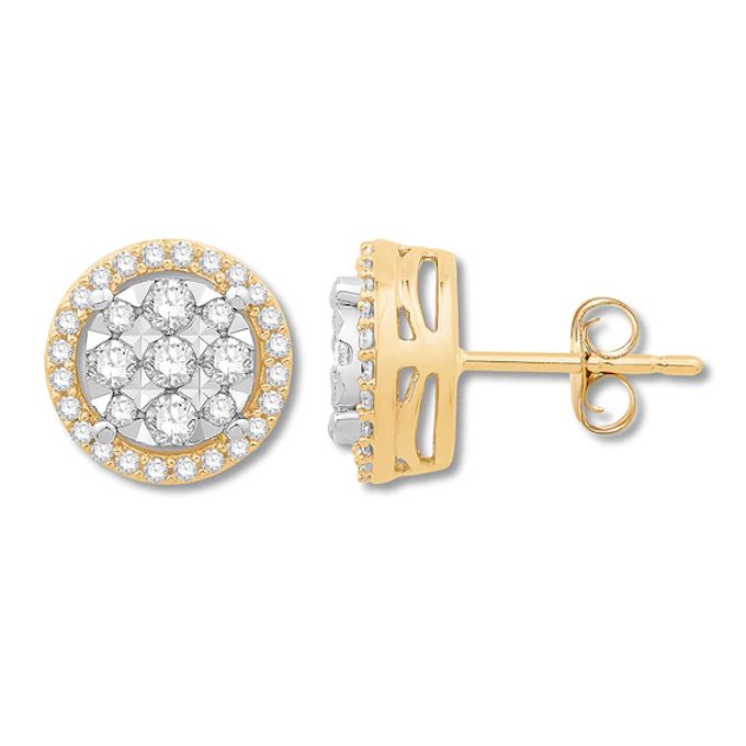 Previously Owned Diamond Stud Earrings 1/2 cttw 10K Two-Tone Gold