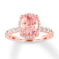 Previously Owned Morganite Engagement Ring 1/2 ct tw Round-cut Diamonds 14K Rose Gold - Size 11