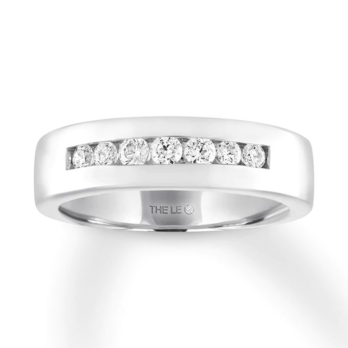 Men's THE LEO Diamond Wedding Band 3/8 ct tw Round-cut 14K White Gold