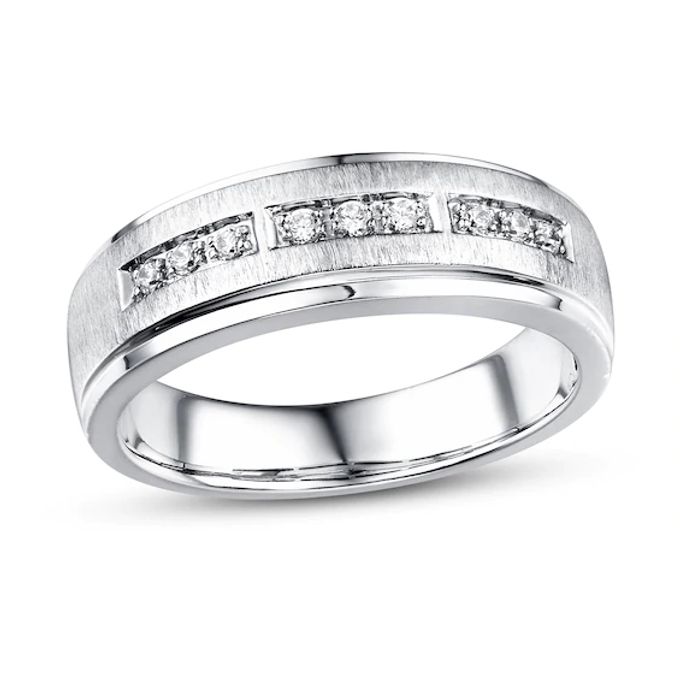 Kay Men's Diamond Wedding Ring 1/6 ct tw 10K White Gold