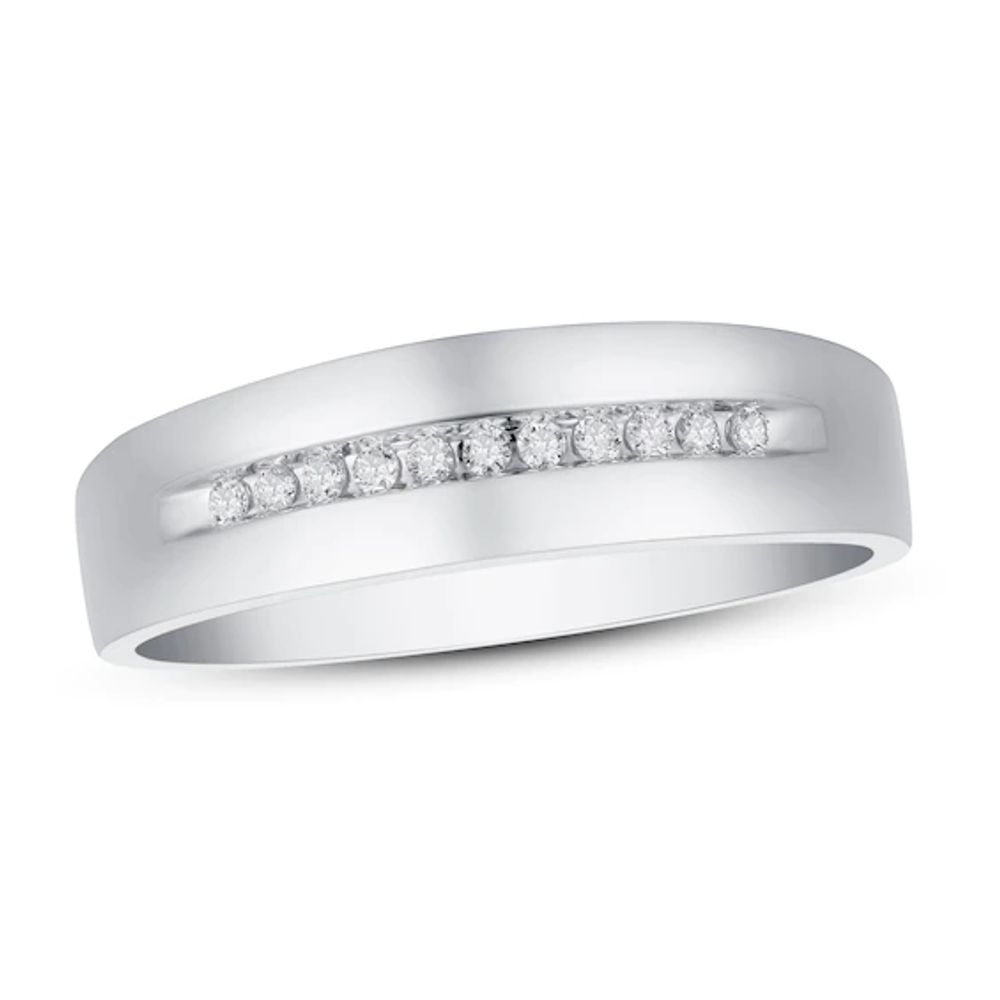 Men's Diamond Wedding Band 1 ct tw Round-cut 10K White Gold