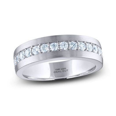 Kay Men's THE LEO Ideal Cut Diamond Wedding Band / ct tw 14K White Gold