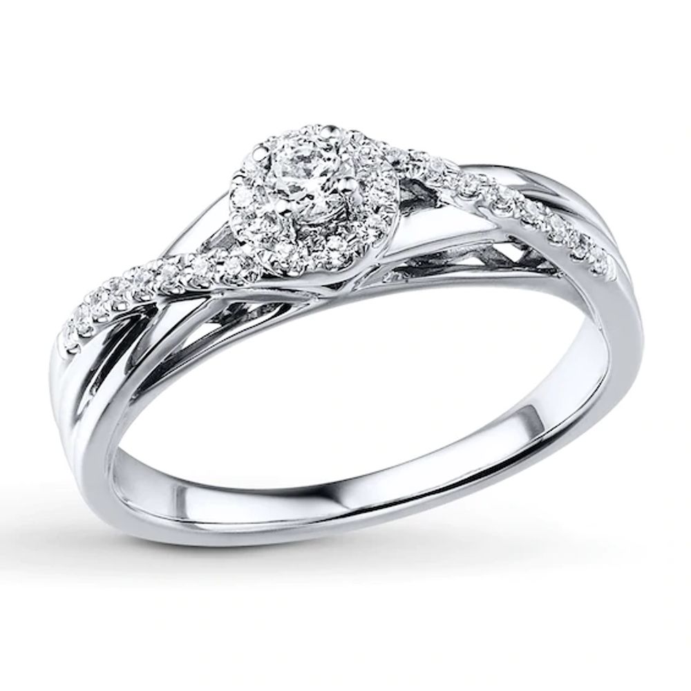 Diamond Engagement Ring 1/4 ct tw Round-cut 10K White Gold