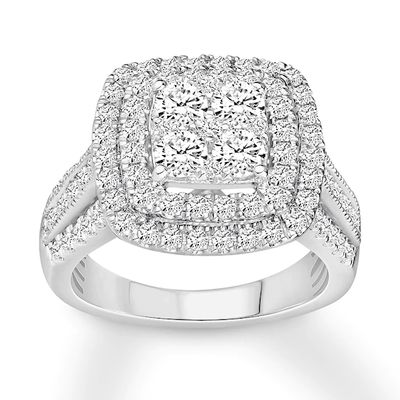 Diamond Engagement Ring 2 ct tw Round-cut 10K White Gold