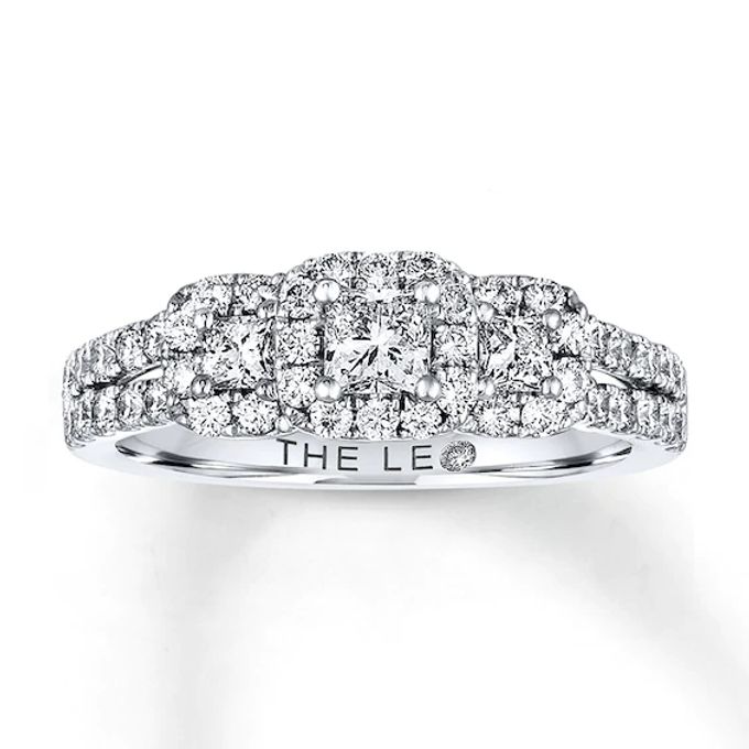 Kay THE LEO Diamond Three-Stone Engagement Ring 7/8 ct tw 14K White Gold