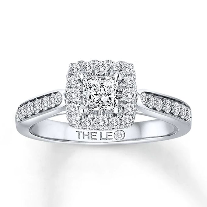 THE LEO Diamond Engagement Ring 3/4 ct tw Princess & Round-cut 14K White Gold