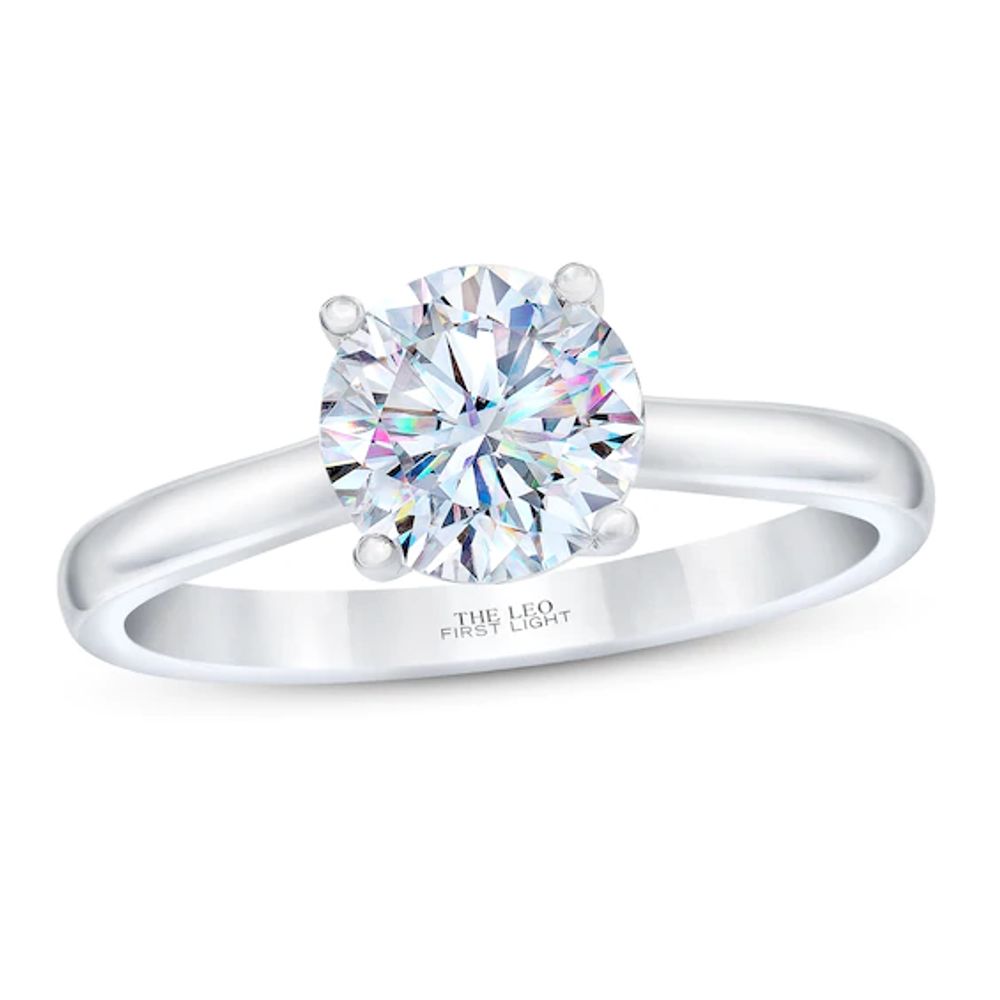 THE LEO First Light Diamond Solitaire Engagement Ring -/2 ct tw Round-cut 14K White Gold