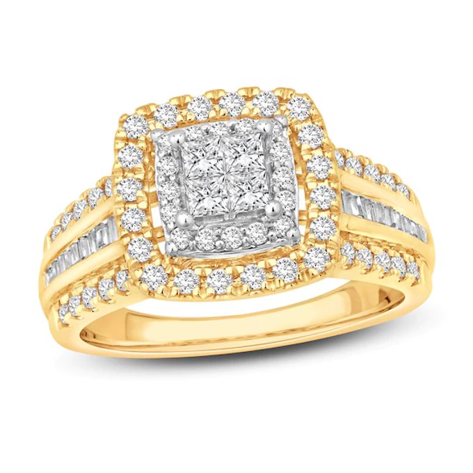 Kay Multi-Diamond Engagement Ring 1 ct tw Princess, Round & Baguette 14K Two-Tone Gold