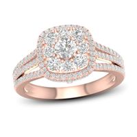 Multi-Diamond Engagement Ring 1-1/5 ct tw Round-Cut 14K Rose Gold